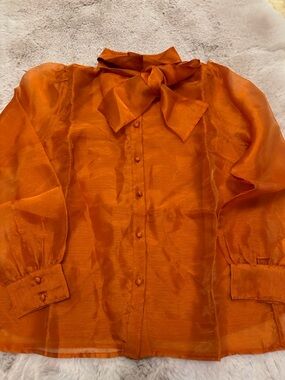 Vero Moda Shimmery Orange Button-Up Top